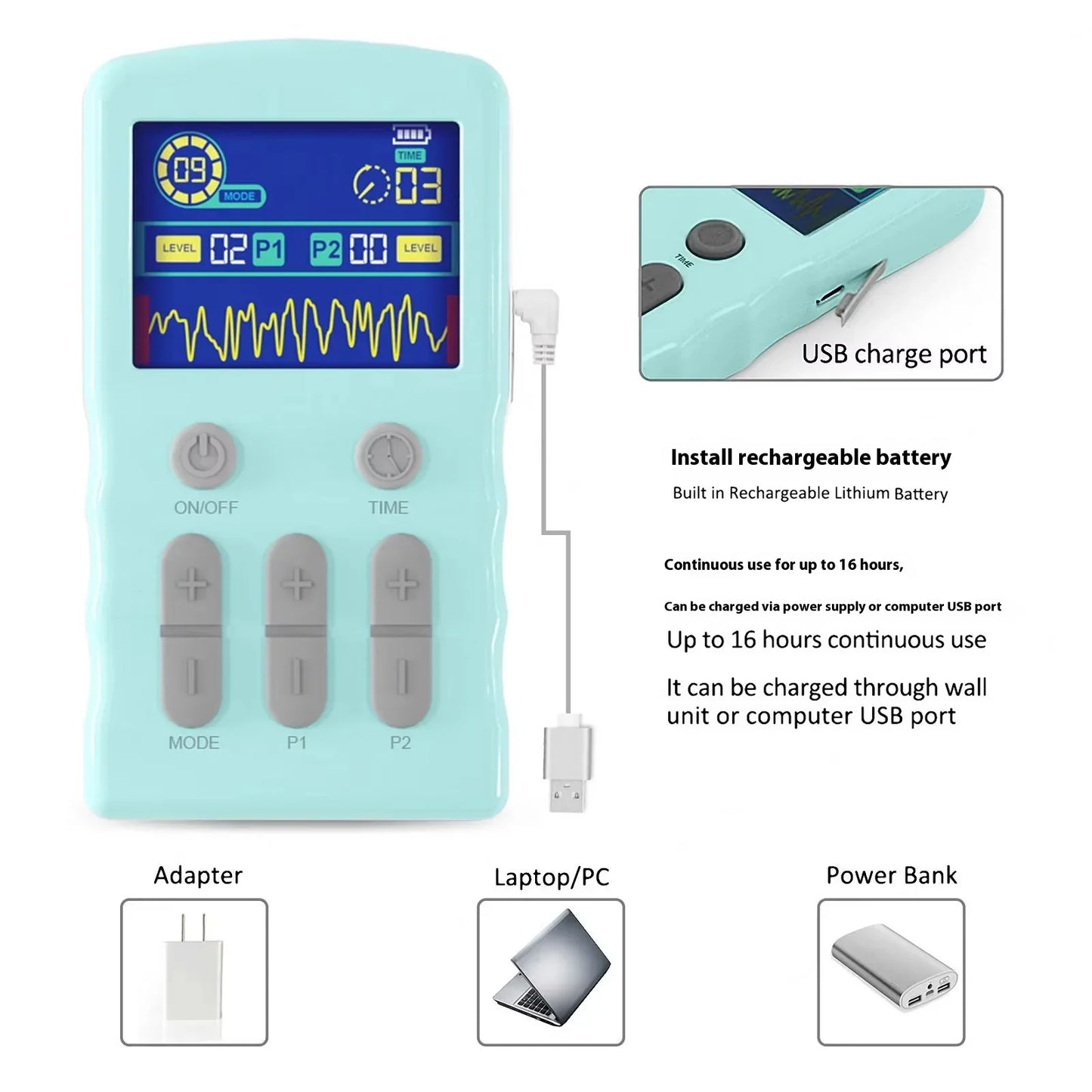 25-Mode Dual-Output TENS & EMS Unit
