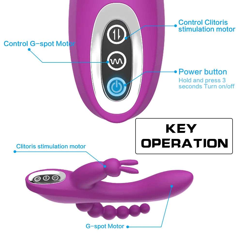3 in 1 Rabbit Vibrator G-spot and P-spot Stimulator (Waterproof & Rechargeable)