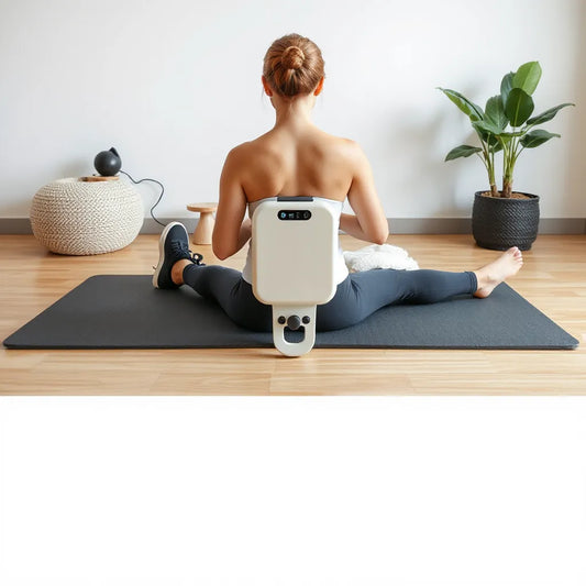 Lumbar traction device aligned for lower-back support on a mat in a relaxed home setting