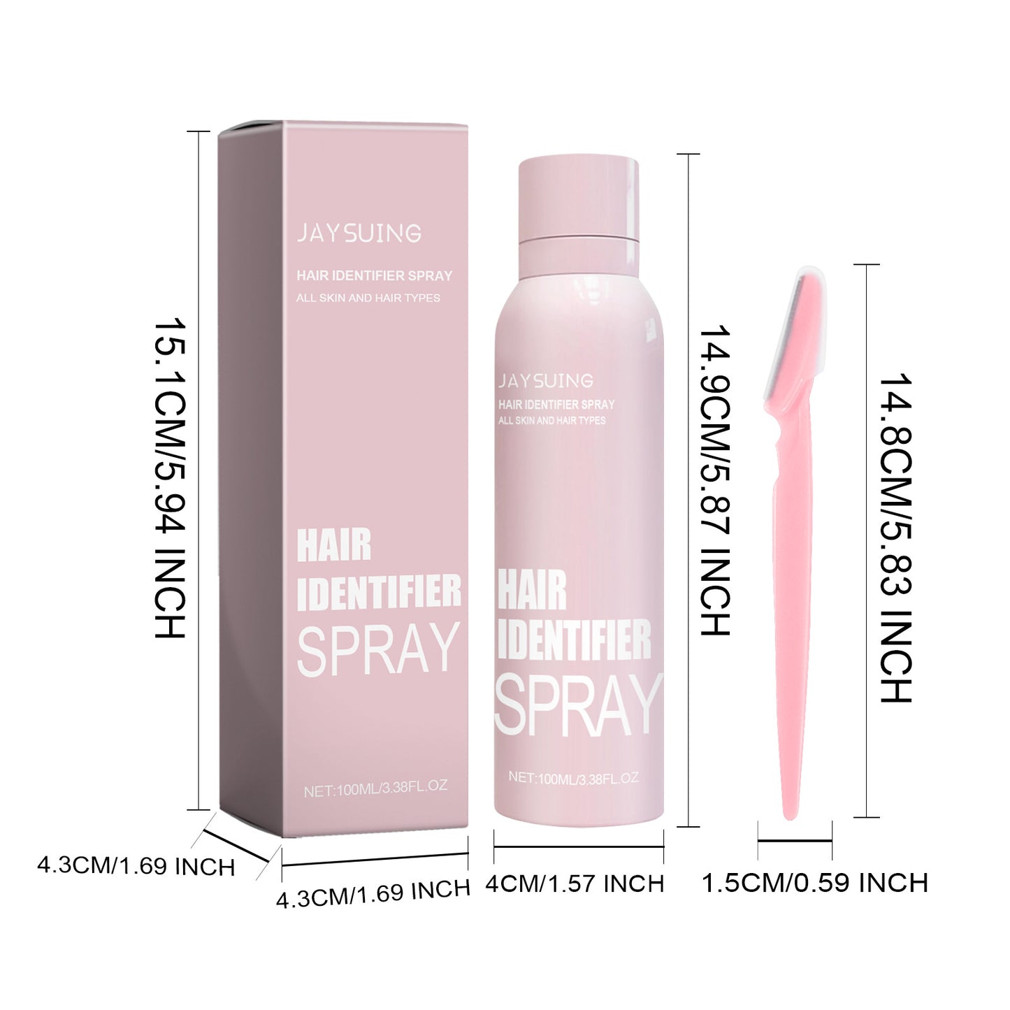 Hair Identifier Spray For Face Shaving (4 X Eyebrow Trimmers Included for Free)