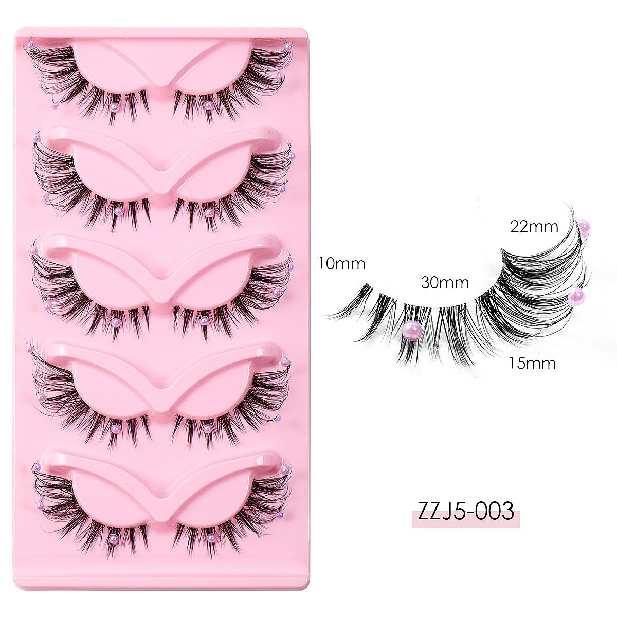 Clear Vegan Faux Mink Eyelash With Diamond Pearl 3D Silk Strip Lashes