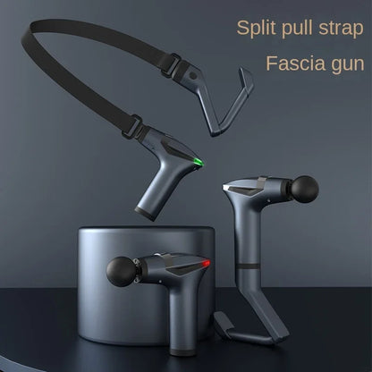 Extended-reach massage gun with pull strap – image 1