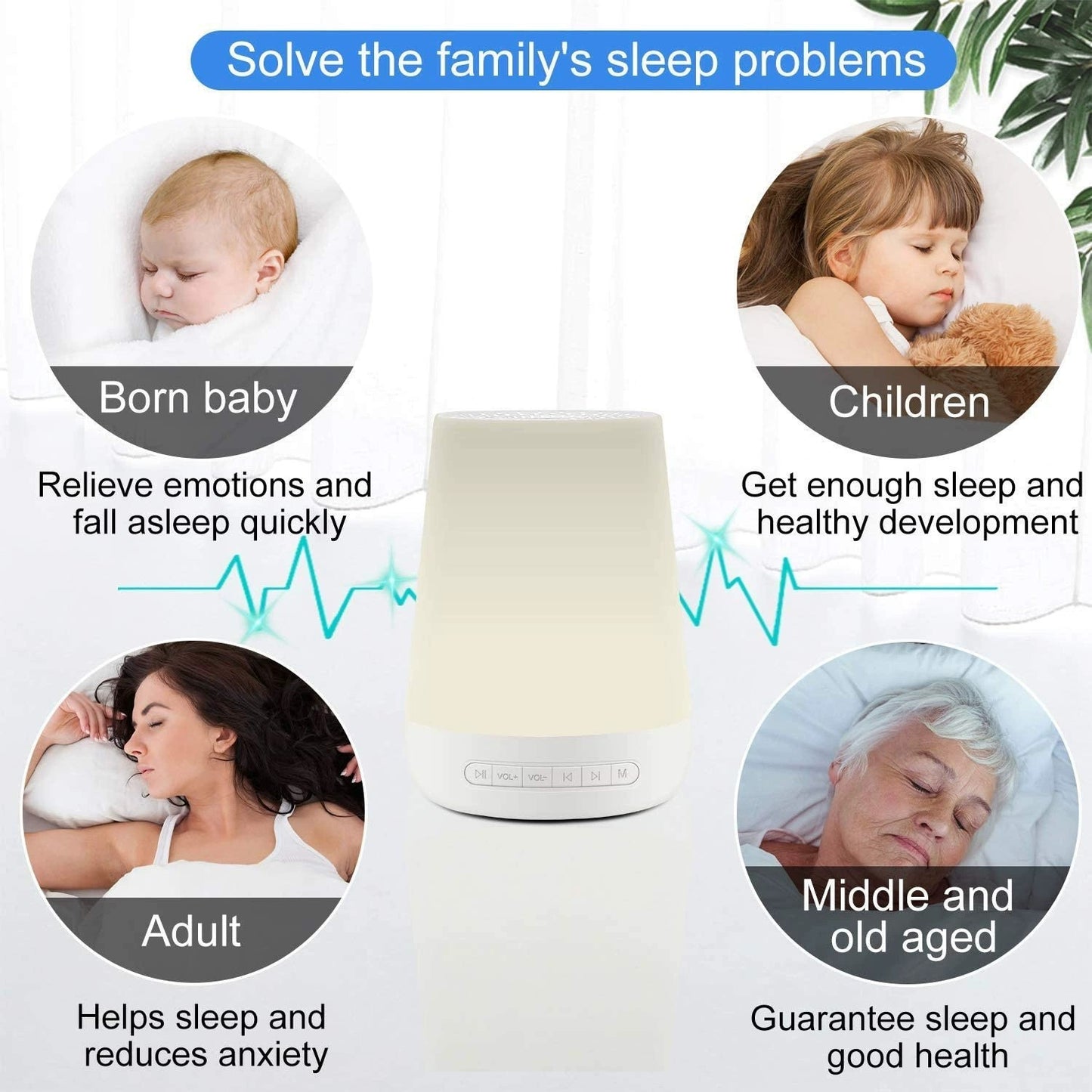 Smart Kids White Noise Night Light | Touch-Control Baby & Toddler Sleep Aid