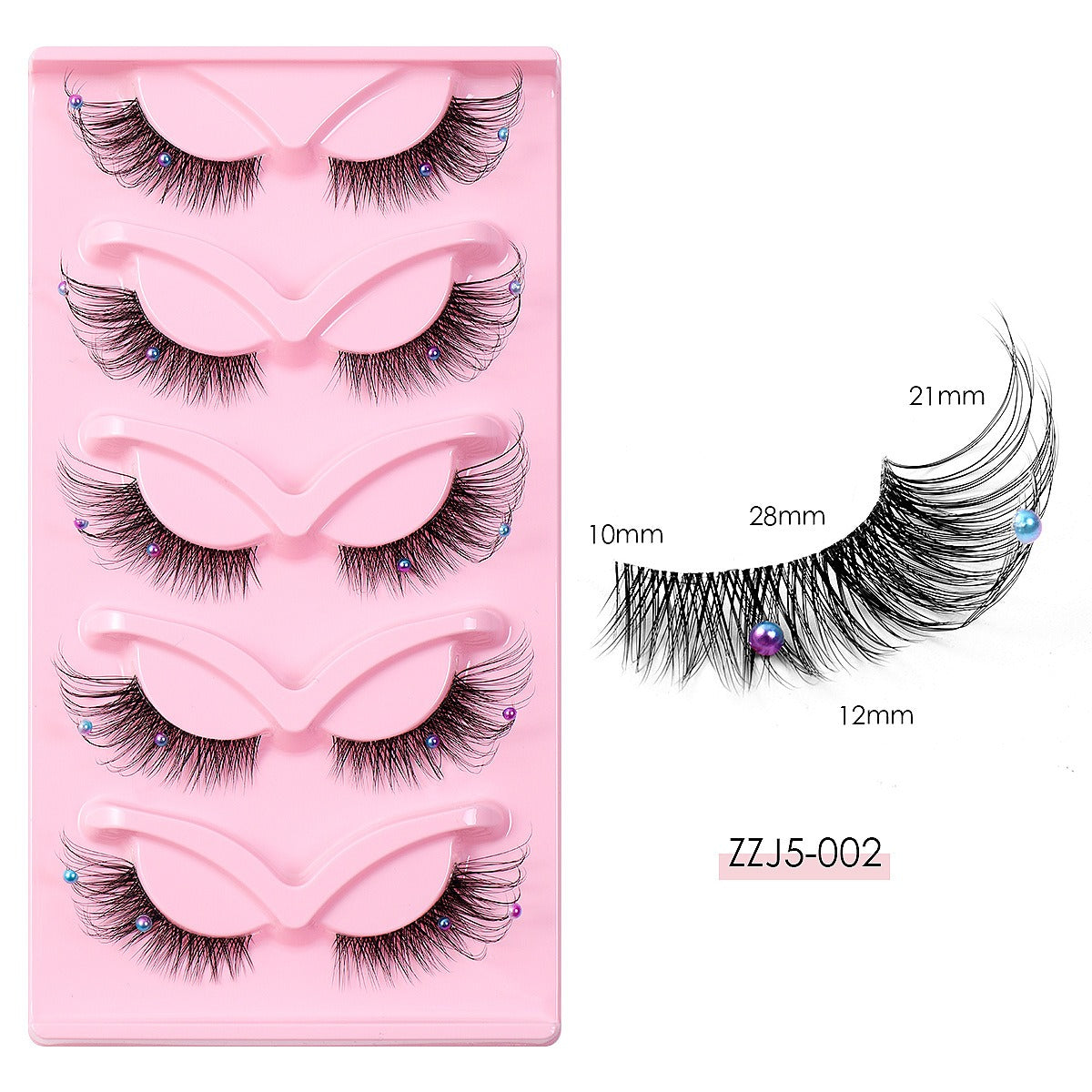 Clear Vegan Faux Mink Eyelash With Diamond Pearl 3D Silk Strip Lashes