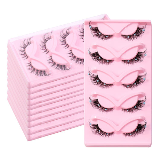 Clear Vegan Faux Mink Eyelash With Diamond Pearl 3D Silk Strip Lashes