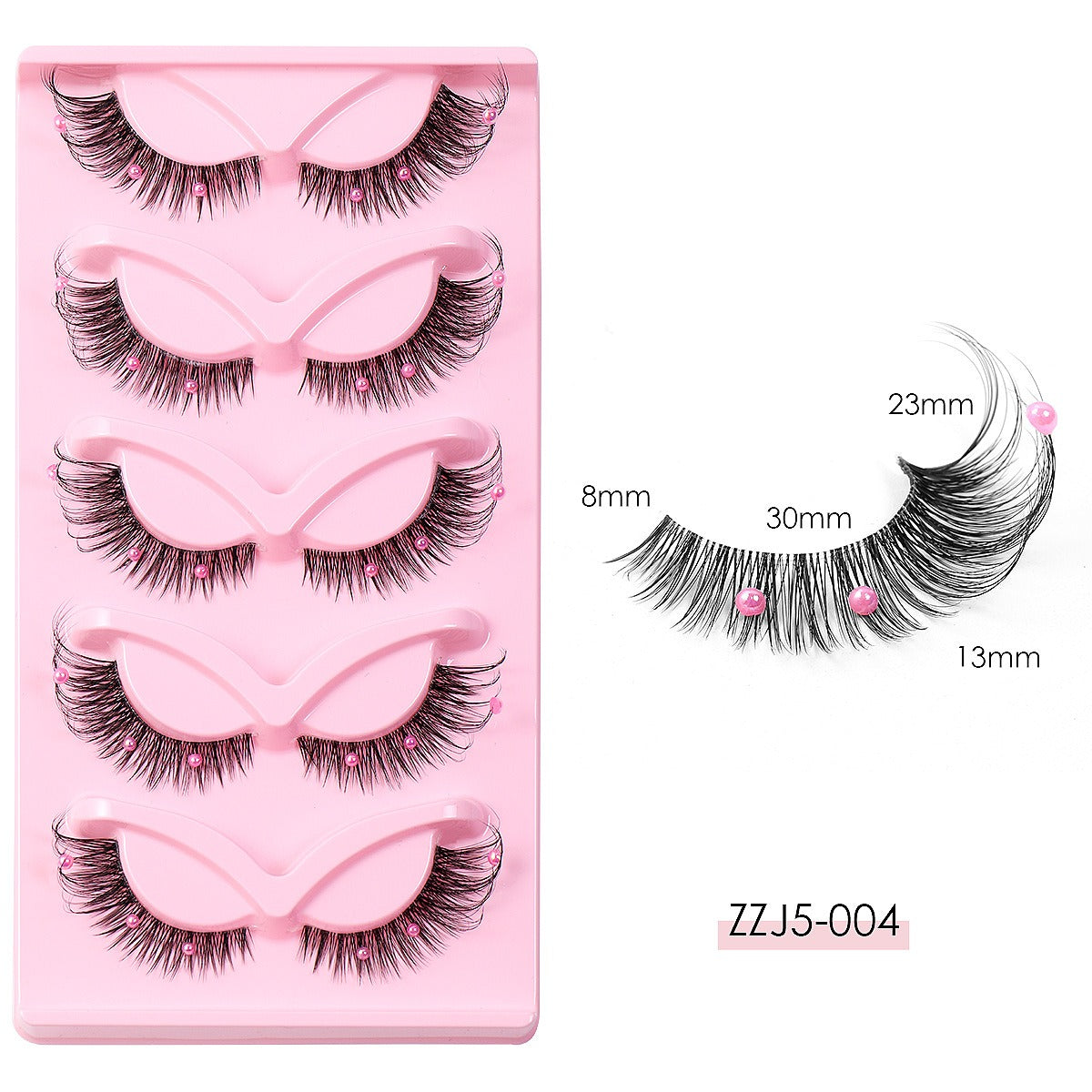 Clear Vegan Faux Mink Eyelash With Diamond Pearl 3D Silk Strip Lashes