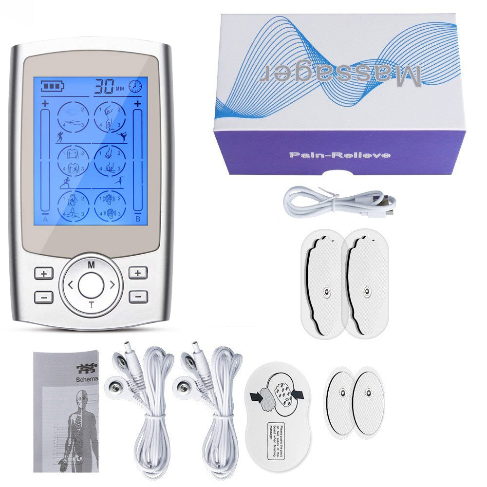 Muscle Electrostimulation Device for Meridian Therapy with AB Channels, Shoulder and Neck Massage, EMS Pulse Massager