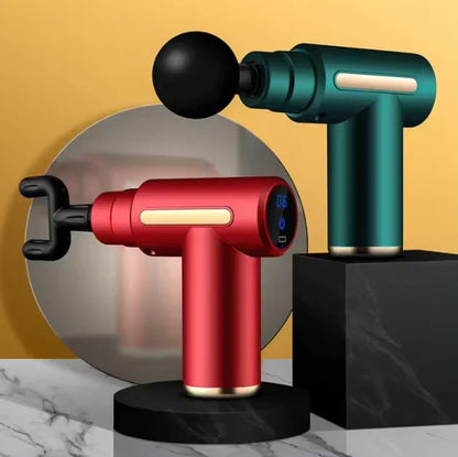 Compact rechargeable massage gun with attachments – image 1