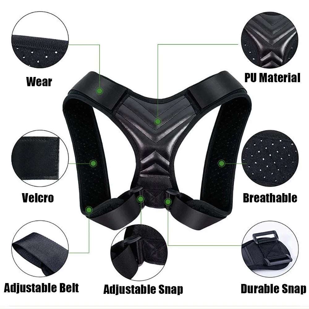 Back Posture Corrector Adjustable Neck Brace Training Equipment for Men & Women