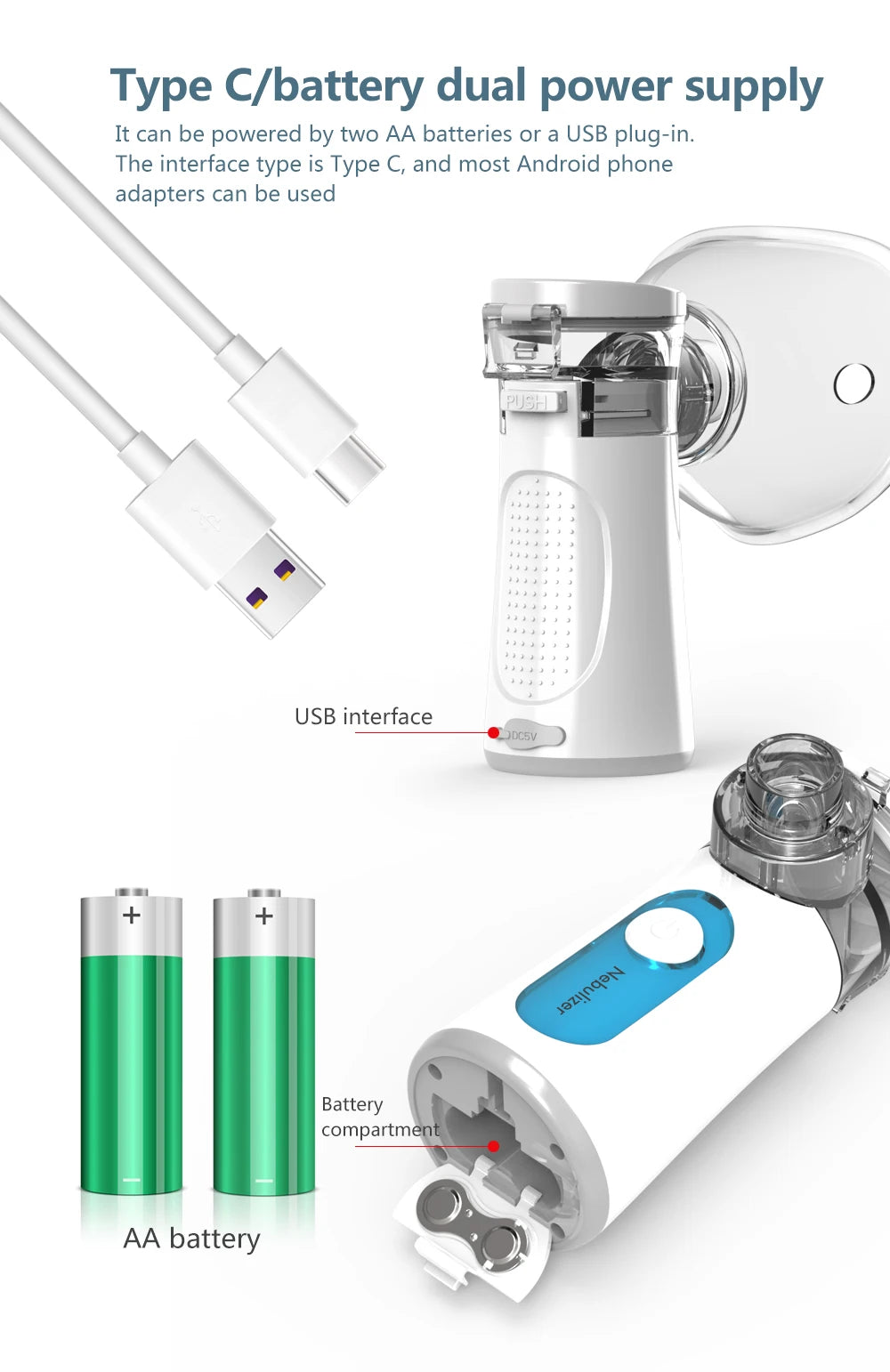 Handheld Portable (Autocleaning) Inhale Silent Nebulizer