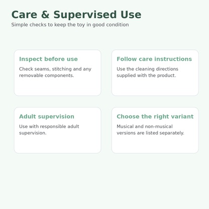 Baby cuddle companion care and supervised use guidance