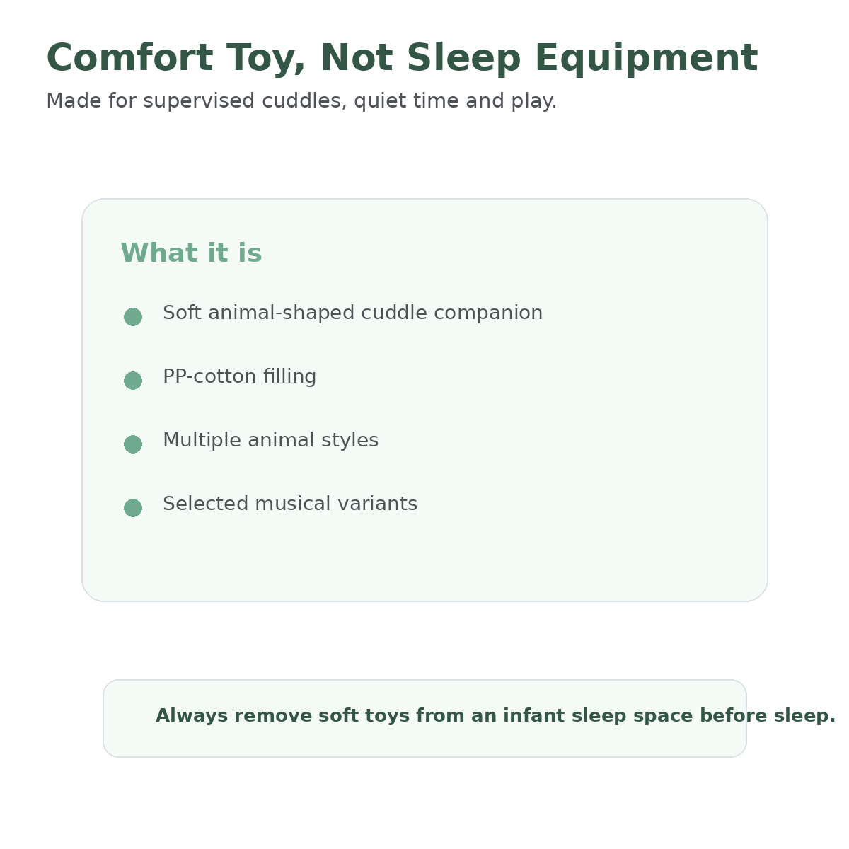 Baby cuddle companion supervised comfort toy overview