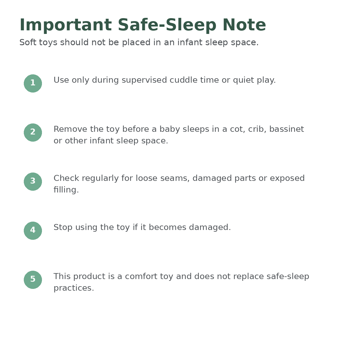 Baby cuddle companion safe sleep and supervised use guidance