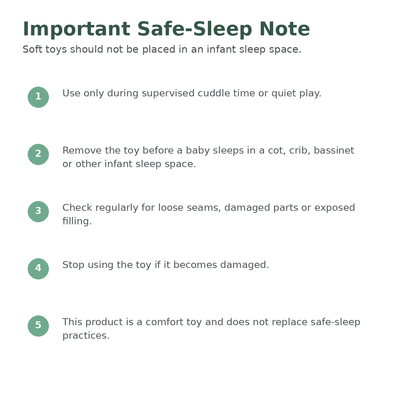 Baby cuddle companion safe sleep and supervised use guidance