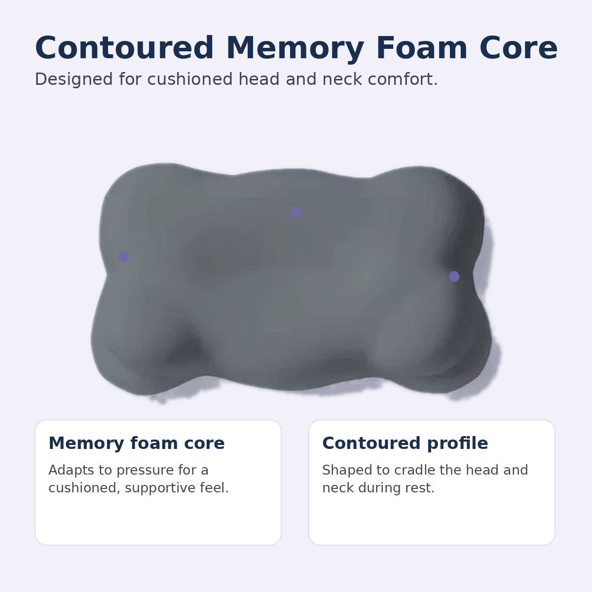 Cooling contour memory foam pillow design showing shaped support zones