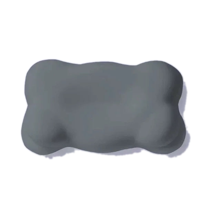 Gray contoured memory foam pillow core with four-lobed ergonomic shape