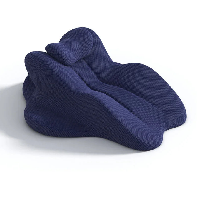 Ergonomic couples positioning support pillow in blue