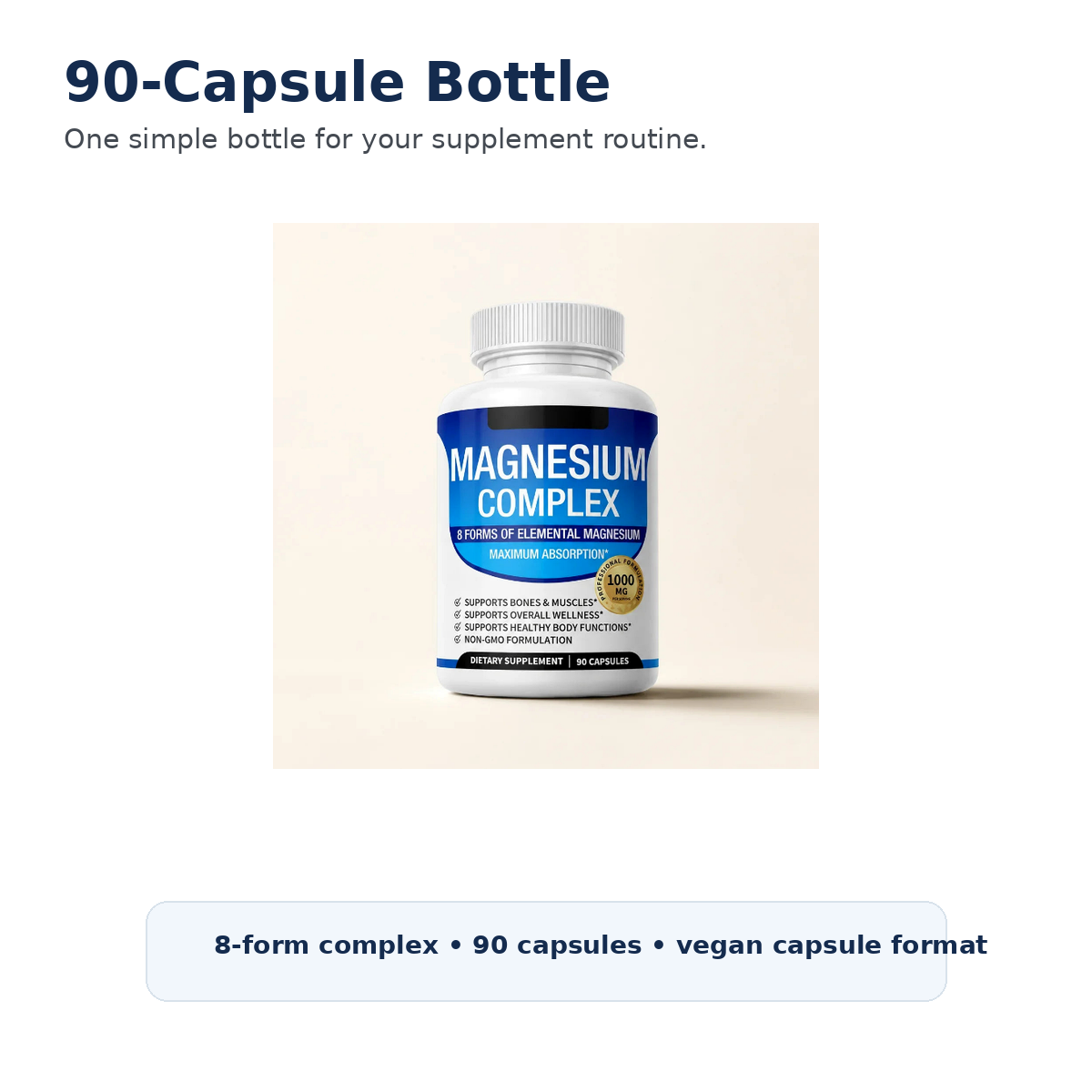MagniVital 8 Magnesium 90-capsule bottle overview