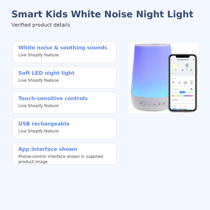 Smart Kids White Noise Night Light verified features