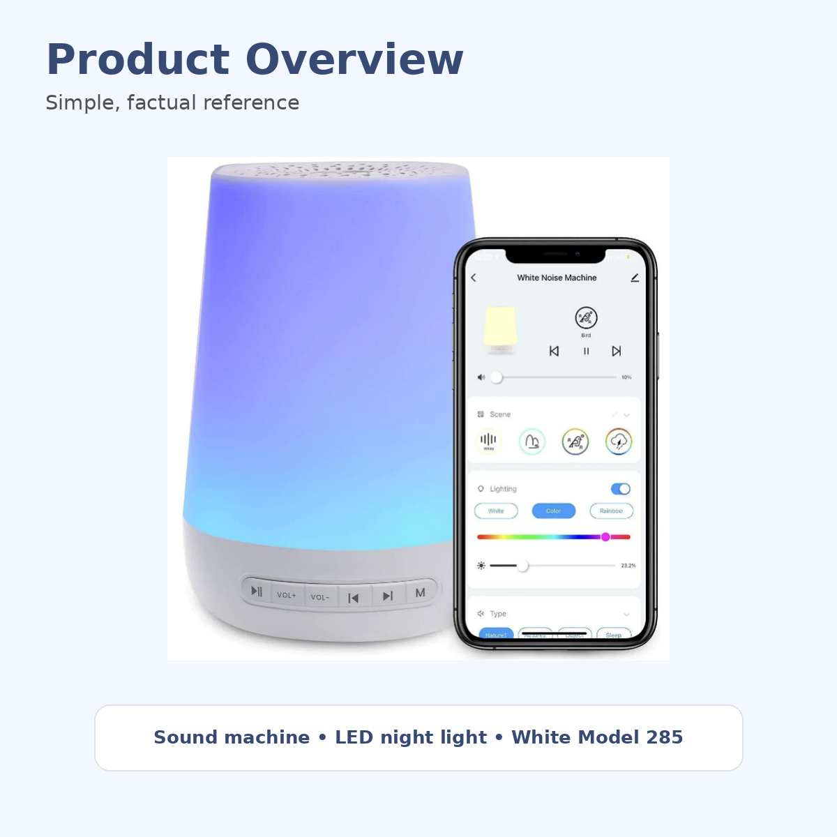 Smart Kids White Noise Night Light overview